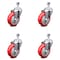 Service Caster 4 Inch Red Polyurethane Wheel Swivel 1/2 Inch Threaded Stem Caster Set SCC SCC-TS20S414-PPUB-RED-121315-4 - alternate 1